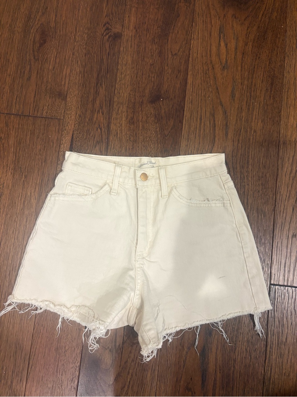 Universal Thread Cream Frayed Hem Denim Shorts